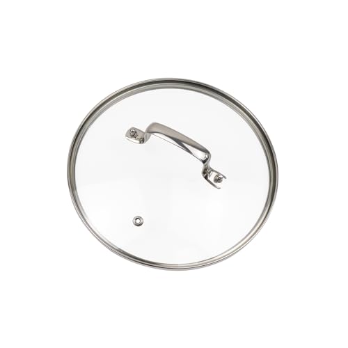 Tighall 22.9 cm Deckel aus gehärtetem Glas mit Dampföffnung, Universal-Pfannen-Topf, transparenter Kochgeschirr-Deckel, Ersatz mit Haltergriff, Edelstahlrand, Pfanne, elektrische Schnellkochtöpfe von Tighall