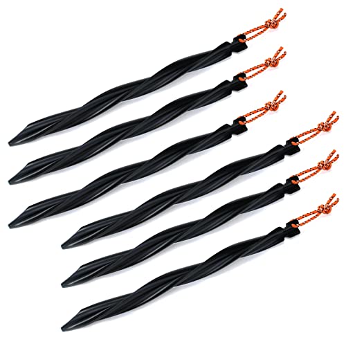 Tighall 6 x gedrehte Form – 25 cm – Aluminium-Zeltheringe, 3-seitige Y-Beam-Zeltheringe, Wirbel-Zeltheringe, leicht, strapazierfähig, Zeltheringe (schwarz) von Tighall