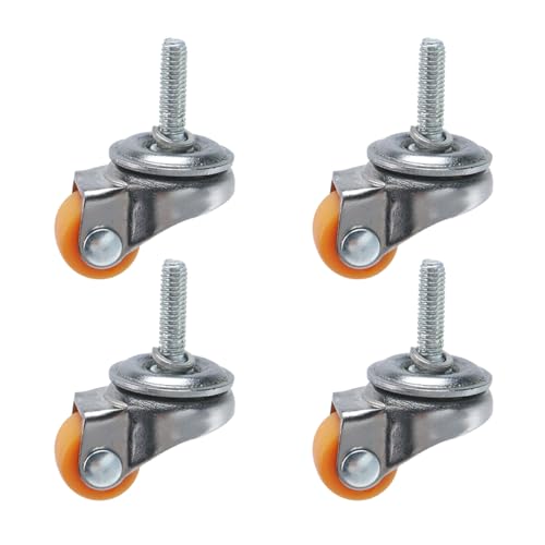 Tighall Lenkrollen mit Gewinde, 1,3 cm, M4 × 15, selbstschneidende Universal-Bindschraube, Mini-Möbelrollen, leise, kleine Gummi-Riemenscheiben, für Trolley und Tisch, 4 Stück von Tighall