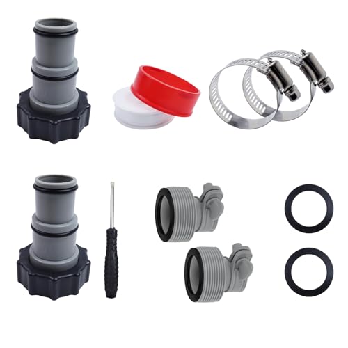 Tighall Poolschlauch-Adapter-Set, A/B-Typen, Ersatz-Gewinde auf Klemme, Adapter für 1,25 bis 1,5 Schlauch, oberirdisches Schwimmbadzubehör mit Klemmen, 4 Stück von Tighall