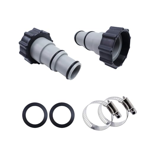 Tighall Poolschlauch-Adapter-Set, Typ A, Ersatz-Gewinde auf Klemme, Adapter für 1,25 bis 1,5 Schlauch, oberirdisches Schwimmbadzubehör mit Klemmen, 2 Stück von Tighall
