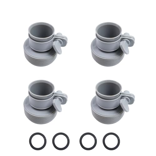 Tighall Poolschlauch-Adapter-Set, Typ B, Ersatz-Gewinde auf Klemme, Adapter für 1,25 bis 1,5 Schlauch, oberirdisches Schwimmbadzubehör mit Klemmen, 4 Stück von Tighall