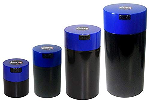 Tightvac verschachtelt Set von 4 Vakuum versiegelt Dry Goods Aufbewahrungsbehälter, 4 Größen: ca. 680 ml, ML, 6-Ounce, 85 G, Solid Black Body/DK. BLAU Gap von Tightpac America, Inc.