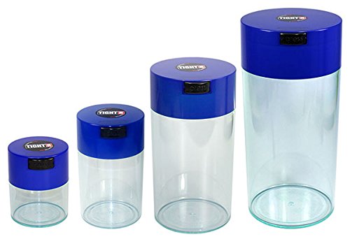 Tightvac verschachtelt Set von 4 Vakuum versiegelt Dry Goods Aufbewahrungsbehälter, 4 Größen: ca. 680 ml, ML, 6-Ounce, 85 G, transparent Körper/DK. BLAU Gap von Tightpac America, Inc.