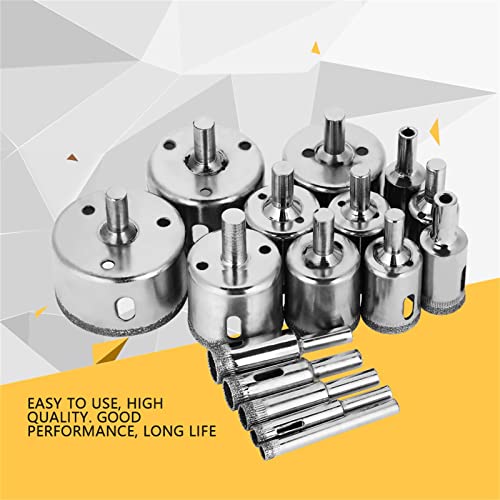 Tihebeyan 16pcs Diamantbeschichtete Glasbohrmaschine Bit Set, um Genaue Löcher auf Fliesen und Marmor mit Elektrischer Bohrer, Wasserkühlfunktion, Punch -Bit für -Enthusiasten und Profis zu Machen von Tihebeyan