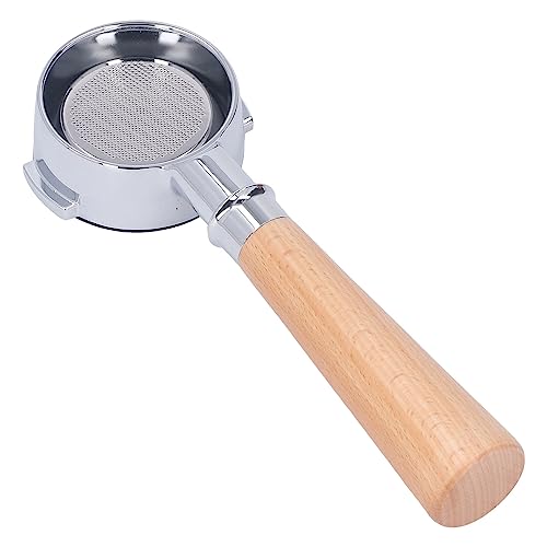 Tihebeyan 58mm Bodenloser Kaffee -Portafilter Aluminiumlegierung Einschicht -Bildschirm Holzgriff für Expsobe Rancilio Wega Dual Ohr Symmetrisch 58 mm Kaffeemaschine (Typ A2 Buchenholz) von Tihebeyan