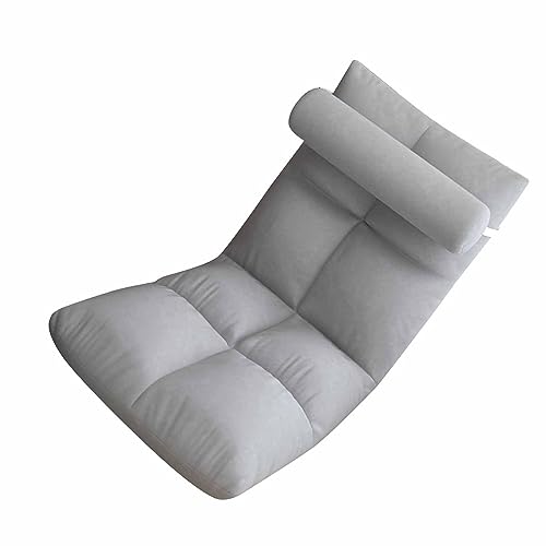 Tihebeyan Ergonomischer Bodenstuhl mit Metallrahmen Dicke Flanellklapplounge -Sofa Zum Nickerchen, Lesen, Spielen für Erwachsene oder in Verschiedenen Szenen Geeignet (Grey) von Tihebeyan