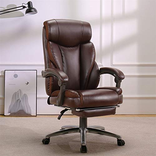Boss Bürostuhl mit hoher Rückenlehne, Chefsessel, Spielstuhl, Liegestuhl, PU-Leder, Bürostuhl mit dicken Kissen und ergonomischer Lendenwirbelstütze mit voll gepolsterten Armlehnen, Größe: 6671119 cm von Tiiiopkvvv