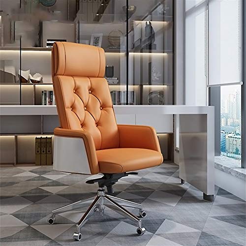 Bürostuhl Boss Chair mit hoher Rückenlehne, Chefsessel, Spielstuhl, Leder, Bürostuhl mit dicken Kissen und ergonomischer Lendenwirbelstütze mit voll gepolsterten Armlehnen, 6679124 cm, Schwarz/Grün von Tiiiopkvvv
