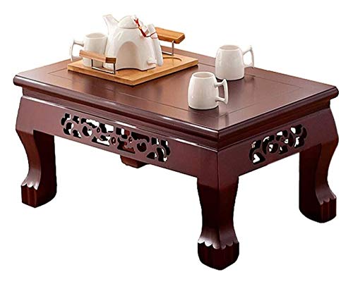 Japanischer Antiker Bodentisch Tee Couchtisch Computertisch für Tatami Höhe Tisch Massivholz Kaffee Einfacher Tatami Kaffee Massivholz Quadratisch Balkon Erkerfenster Japanischer Zen Tee Meditation von Tiiiopkvvv