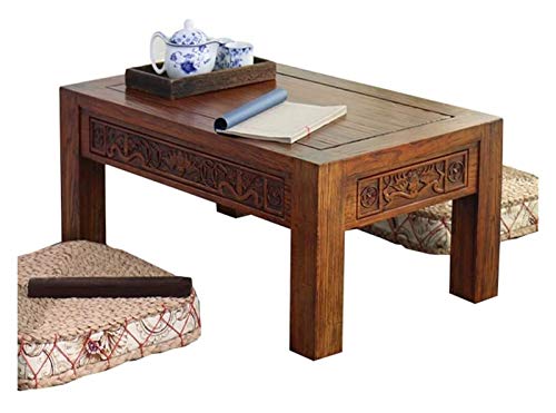 Japanischer antiker Bodentisch Tee Couchtisch Computertisch für Tatami Höhe Tisch Kaffee Antik Geschnitzter Kaffee Massivholz Fenster Japanische Tatami Modern Yangtai Kleiner Zen Tee Meditation Altar von Tiiiopkvvv