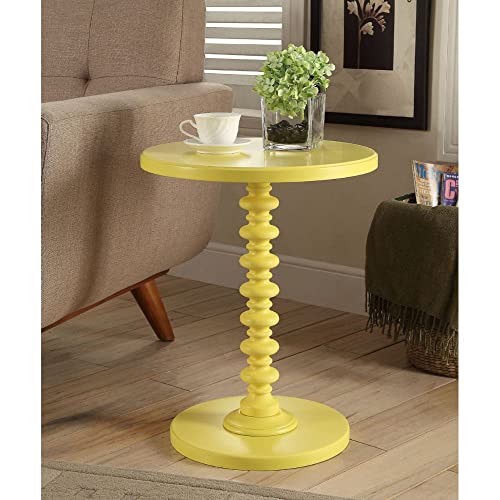 Tiiiopkvvv Beistelltisch mit runder Holzplatte und -basis, Couchtische, runder Standtisch, 43,2 cm Durchmesser x 55,9 cm Höhe (Gelb) von Tiiiopkvvv