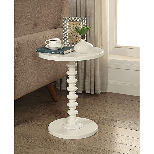 Tiiiopkvvv Beistelltisch mit runder Holzplatte und -basis, Couchtische, runder Standtisch, 43,2 cm Durchmesser x 55,9 cm Höhe (weiß) von Tiiiopkvvv
