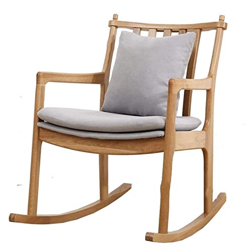 Tiiiopkvvv Bequemer Lounge-Stuhl, nordischer Freizeit-Schaukelstuhl, Fußhocker, Schaukelstuhl, Balkon, weiche Tasche, Stoff, Relax-Schaukelstuhl (Farbe: Holzfarbe) von Tiiiopkvvv