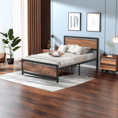Tiiiopkvvv Bett aus Metall und Holz, volle Größe, stilvolles Kopfteil und Fußteil, kein Boxspringbett erforderlich, einfach zu montieren, schwarz, viel Stauraum unter dem Bett Tiiiopkvvv Bett aus Metall und Holz, volle Größe, stilvolles Kopfteil und Fußteil, kein Boxspringbett erforderlich, einfach zu montieren, schwarz, viel Stauraum unter dem Bett von Tiiiopkvvv
