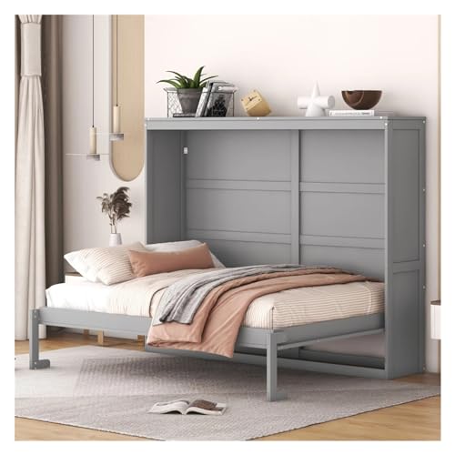 Tiiiopkvvv Bett in voller Größe, zusammenklappbar, verstecktes schlichtes Design, kann in einen Schrank gefaltet werden, kein Boxspringbett erforderlich, rutschfest (Grau, Einheitsgröße) von Tiiiopkvvv