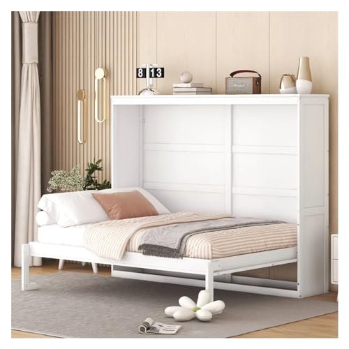 Tiiiopkvvv Bett in voller Größe, zusammenklappbar, verstecktes schlichtes Design, kann in einen Schrank gefaltet werden, kein Boxspringbett erforderlich, rutschfest (Weiß, Einheitsgröße) von Tiiiopkvvv