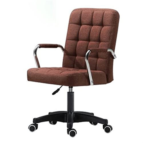 Tiiiopkvvv Brauner Schreibtischstuhl mit Rollen, Armlehnen, moderner Bürostuhl aus Leder, mittlere Rückenlehne, verstellbar, Heimcomputer, Chefsessel auf Rollen, 360° drehbar von Tiiiopkvvv