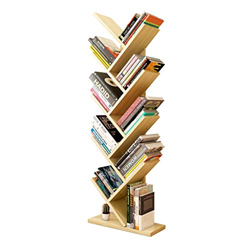 Tiiiopkvvv Bücherregal, einfaches neunlagiges Baumförmiges Bücherregal, Bücherregal, Holzregal, kann 50 kg Lagerregal tragen (Farbe: Natur) von Tiiiopkvvv