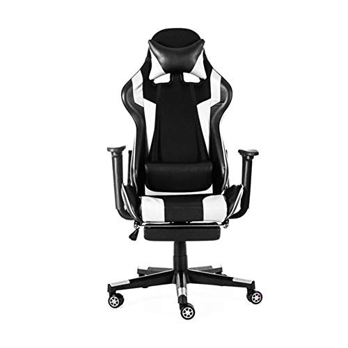 Tiiiopkvvv Bürostühle, 180 ° liegend, Massage, Haushalt, Liegestühle, Büro-Computer-Gaming-Stühle, Möbelsessel mit Fußstütze (Farbe: Rot) (Weiß) von Tiiiopkvvv