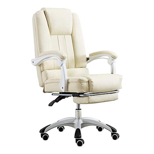Tiiiopkvvv Bürostühle, bequem, mit Fußstütze, Computer-Gamer-Stuhl, ergonomischer Bürostuhl, hohe Rückenlehne, PU-Leder, Computer-Schreibtischstuhl (Farbe: Weiß) von Tiiiopkvvv