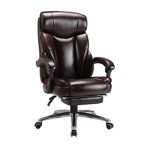 Tiiiopkvvv Bürostühle mit hoher Rückenlehne, PU-Leder, Heimbüro, Schreibtischstuhl, drehbar, verstellbar, mit Rollen und Fußstütze (Farbe: Schwarz) (Kaffee) von Tiiiopkvvv