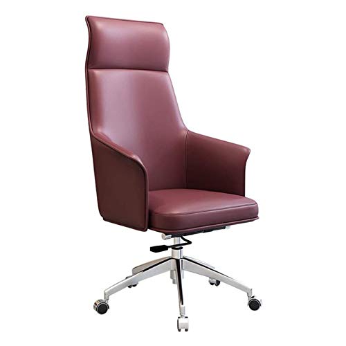 Tiiiopkvvv Bürostuhl, Computer-Schreibtischstuhl, Gaming, ergonomisches Kissen mit hoher Rückenlehne, Lendenwirbelstütze mit Rollen, bequemer Leder-Rennsitz, verstellbar, Drehgelenk, Heimführer (Farbe von Tiiiopkvvv