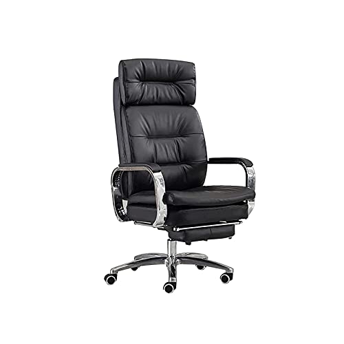 Tiiiopkvvv Bürostuhl, Managerialstuhl, Chefsessel, ergonomischer Computerspielstuhl, Schreibtischstuhl, Rückenlehne, Liegestuhl, schwarzer Rindslederstuhl (Farbe: Schwarz) von Tiiiopkvvv