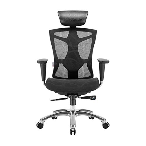 Tiiiopkvvv Bürostuhl, ergonomisch, hohe Rückenlehne, Netzstoff, Schreibtischstuhl, Computerstuhl, Schreibtischstuhl mit Armlehne und verstellbarer Kopfstütze, S-Form, gebogene Lendenwirbelstütze von Tiiiopkvvv