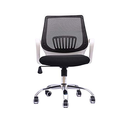 Tiiiopkvvv Bürostuhl, ergonomischer Schreibtischstuhl, mittlere Rückenlehne, Drehgelenk, Computerstuhl, verstellbarer Hocker, Rollstuhl, Heimbürostuhl mit Armlehnen, verstellbare Lendenwirbelstütze von Tiiiopkvvv