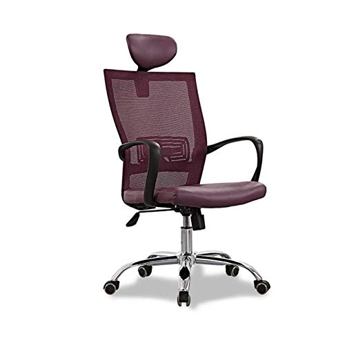 Tiiiopkvvv Bürostuhl, verstellbare Kopfstütze/Armlehne/Höhe, ergonomisch, Netzgewebe, hohe Rückenlehne, Heimbürostuhl, Violett von Tiiiopkvvv