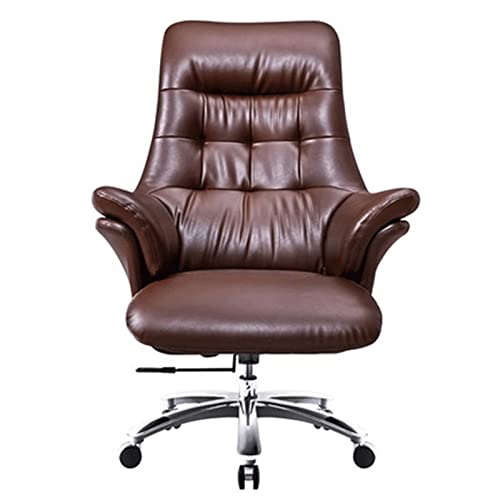 Tiiiopkvvv Bürostuhl Business Büro Drehstuhl Bequemer Home Desk Computer Stuhl Leder Chefsessel Leder Boss Stuhl von Tiiiopkvvv