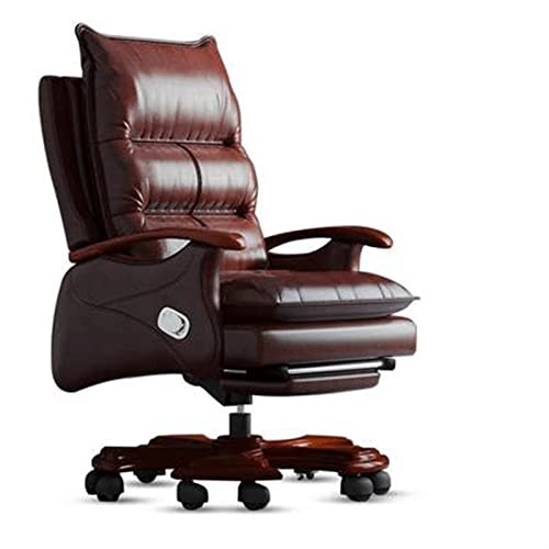 Tiiiopkvvv Bürostuhl Importiertes Rindsleder Boss Stuhl Ergonomischer Stuhl Massivholz Business Chefsessel Liegestuhl Bürostuhl Computerstuhl Haushalt Drehstuhl von Tiiiopkvvv