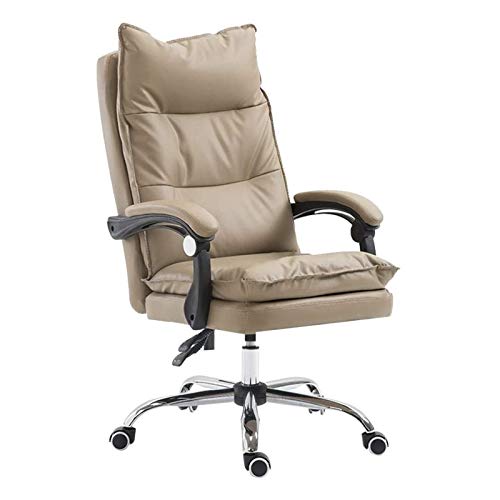 Tiiiopkvvv Bürostuhl Videospielstühle Ergonomischer PU-Leder Chefsessel Schreibtischaufgabe Computerstuhl Drehstuhl mit hoher Rückenlehne (Farbe: Khaki) von Tiiiopkvvv
