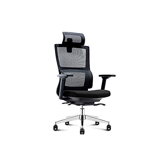 Tiiiopkvvv Bürostuhl aus Netzstoff, mittlere Rückenlehne, ergonomisch, drehbar, schwarz, Netzstoff, Computerstuhl, verstellbare Höhe und Armlehne, mit Lendenwirbelstütze, Arbeitsstuhl von Tiiiopkvvv