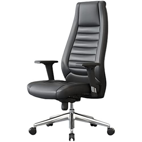 Tiiiopkvvv Bürostuhl mit hoher Rückenlehne, Leder, schwarz, verstellbarer Boss-Stuhl, verlängerte Rückenlehne, entlastet Wirbelsäulendruck, doppelt dickes Design von Tiiiopkvvv