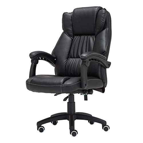 Tiiiopkvvv Bürostuhl mit hoher Rückenlehne, verstellbar, ergonomischer Schreibtischstuhl mit gepolsterten Armlehnen, Chefsessel aus PU-Leder, Drehstuhl mit Lendenwirbelstütze (schwarz) von Tiiiopkvvv