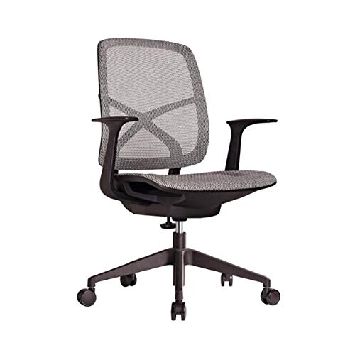 Tiiiopkvvv Bürostuhl mit mittlerer Rückenlehne, Netzstoff, multifunktional, Drehstuhl, ergonomisch, mit verstellbaren Armlehnen (Farbe: Grün) (Schwarz) von Tiiiopkvvv