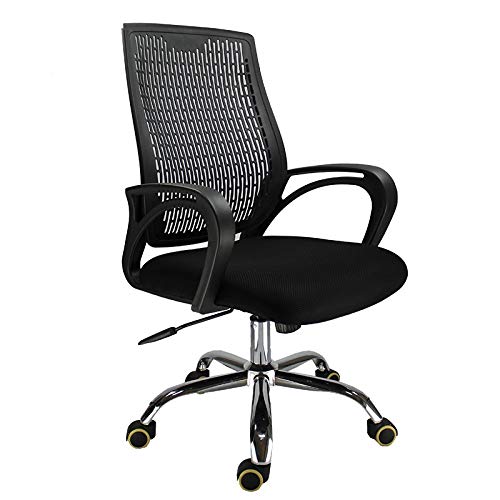 Tiiiopkvvv Bürostuhl mit mittlerer Rückenlehne, ergonomischer Drehstuhl, schwarzer Netzstoff, Computerstuhl mit Lendenwirbelstütze, höhenverstellbar, Arbeitsstuhl (Farbe: Blau) (Schwarz) von Tiiiopkvvv