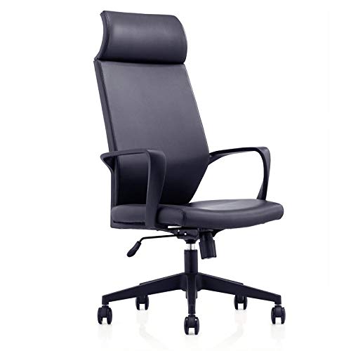 Tiiiopkvvv Bürostuhl mit mittlerer Rückenlehne, höhenverstellbar, drehbar, mit schwarzem PU-Leder, ergonomisches Design, Hebestuhl, Lederstuhl von Tiiiopkvvv