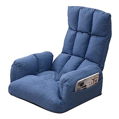 Tiiiopkvvv Chaiselongue-Sofa für den Innenbereich, zusammenklappbar, gepolstert, Liege mit Armlehnen, Seitentasche, Chaiselongue (Farbe: Grau) (Blau) von Tiiiopkvvv
