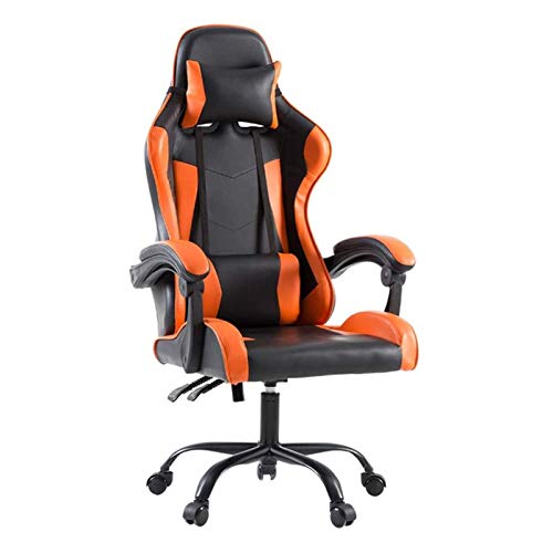 Tiiiopkvvv Computer-Gaming-Stuhl, Bürostuhl, ergonomische Rückenlehne und Sitzhöhenverstellung, Computerstuhl mit Kissen, Liegestuhl, drehbarer Kopfstütze und Lendenwirbelstütze von Tiiiopkvvv