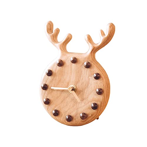 Tiiiopkvvv Dekoruhr Uhr Schreibtisch Massivholz Tischuhr Stummschaltung Schreibtischuhr Haushalt Kleiner Wecker Wanduhr Schlafzimmer Nachttisch Uhr Stille Wanduhren (Farbe: A Größe: 1) (A 3) von Tiiiopkvvv