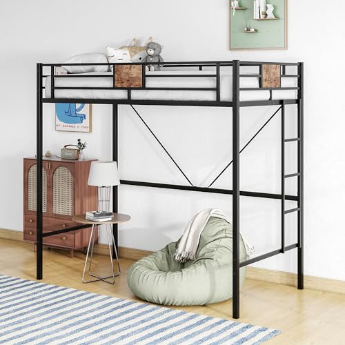 Tiiiopkvvv Doppelbett aus Metall mit Leiter und durchgehender Schutzschiene und Lattenstütze, platzsparendes, geräuschfreies Design, kein Boxspringbett erforderlich, 198,5 cm L x 104,8 cm B x 174 cm H Tiiiopkvvv Doppelbett aus Metall mit Leiter und durchgehender Schutzschiene und Lattenstütze, platzsparendes, geräuschfreies Design, kein Boxspringbett erforderlich, 198,5 cm L x 104,8 cm B x 174 cm H von Tiiiopkvvv