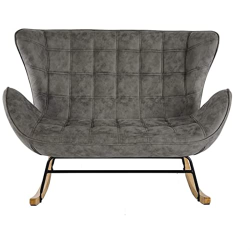 Tiiiopkvvv Doppelsofa Schaukelstuhl für Zuhause, Terrasse, übergroßer Lounge-Stuhl, Massivholz-Sessel (Farbe: Grau) von Tiiiopkvvv
