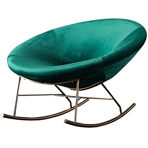 Tiiiopkvvv Einzelsofa Schaukelstuhl Metall Rund Kissen Hohl Freizeit Lounge Stuhl Schaukelstuhl Einfacher Balkon Schlafzimmer Sofa - Grün von Tiiiopkvvv