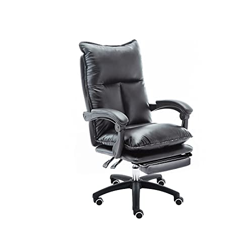 Tiiiopkvvv Ergonomischer Bürostuhl, Chefstuhl, Computer-Gaming-Stühle, Managerialstuhl, Chefsessel, Liegestuhl aus Leder mit Fußhocker (Farbe: Schwarz) von Tiiiopkvvv