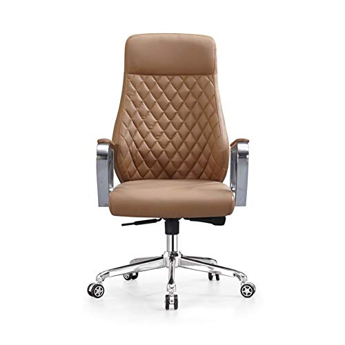 Tiiiopkvvv Ergonomischer Bürostuhl, hohe Rückenlehne, Schreibtischstuhl mit elastischer Lendenwirbelstütze, dickes Sitzkissen, mit Kopfstütze, Armlehne, Leder, Chefsstuhl, Konferenzstuhl, Lernstuhl von Tiiiopkvvv