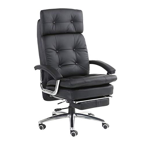 Tiiiopkvvv Ergonomischer Bürostuhl aus Leder mit verstellbarer Kopfstütze und einziehbarer Fußstütze von Tiiiopkvvv