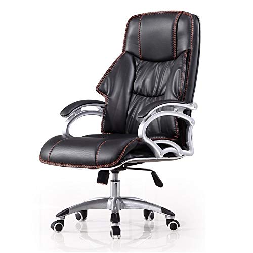 Tiiiopkvvv Ergonomischer Chefsessel Bürostuhl mit hoher Rückenlehne aus PU-Leder, hohe Rückenlehne, Schreibtischstuhl, Drehstuhl, Schaukelstuhl mit verstellbarer Höhe, Schwarz von Tiiiopkvvv